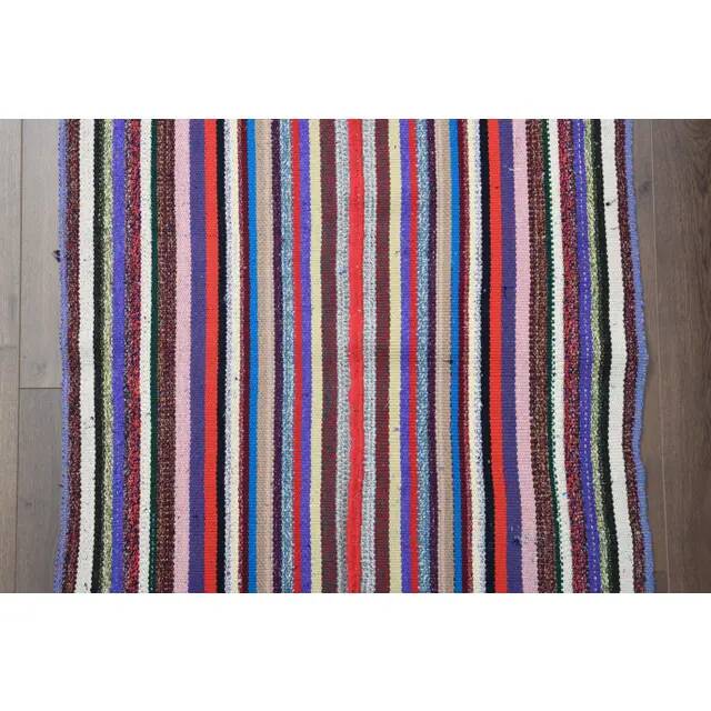 1970s vintage Turkish Oushak handmade wool cotton pink runner rug 88x477