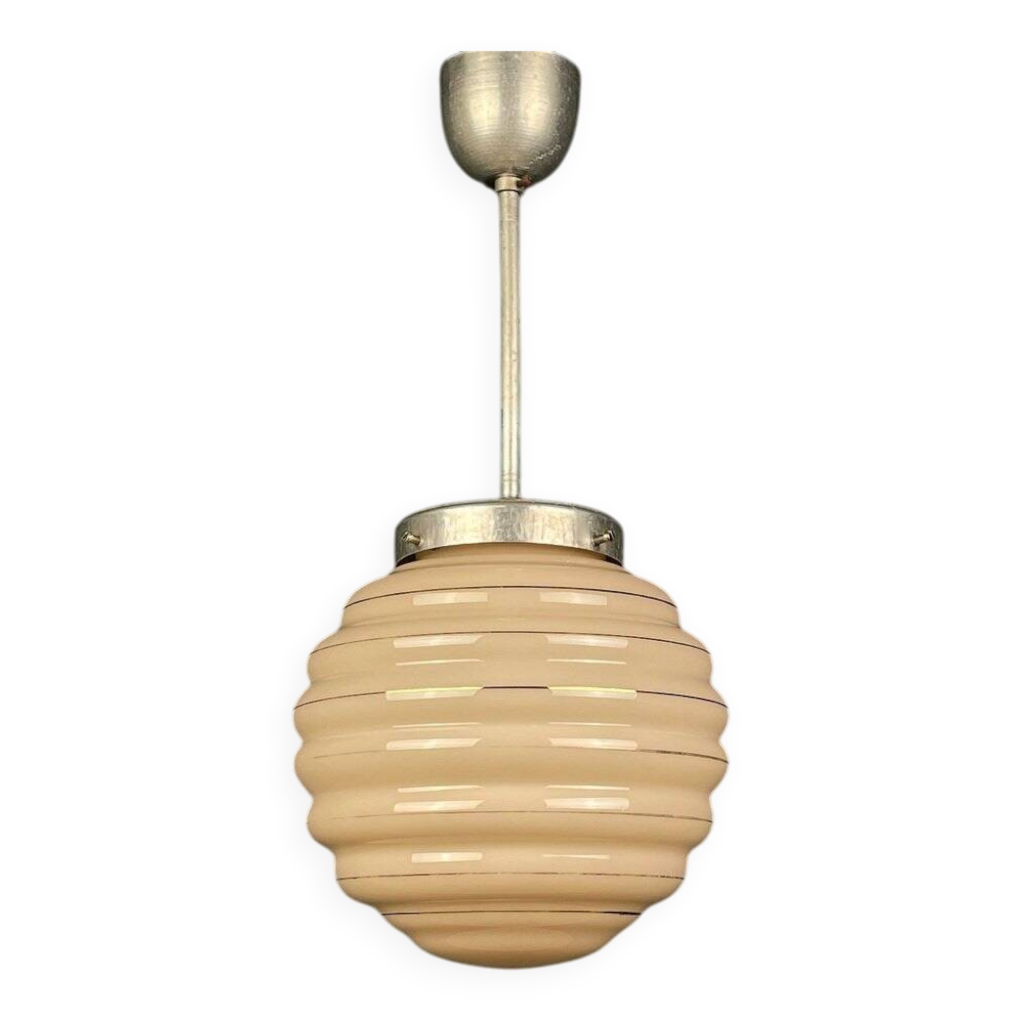 Vintage pink glass pendant lamp, Italy, 1950s