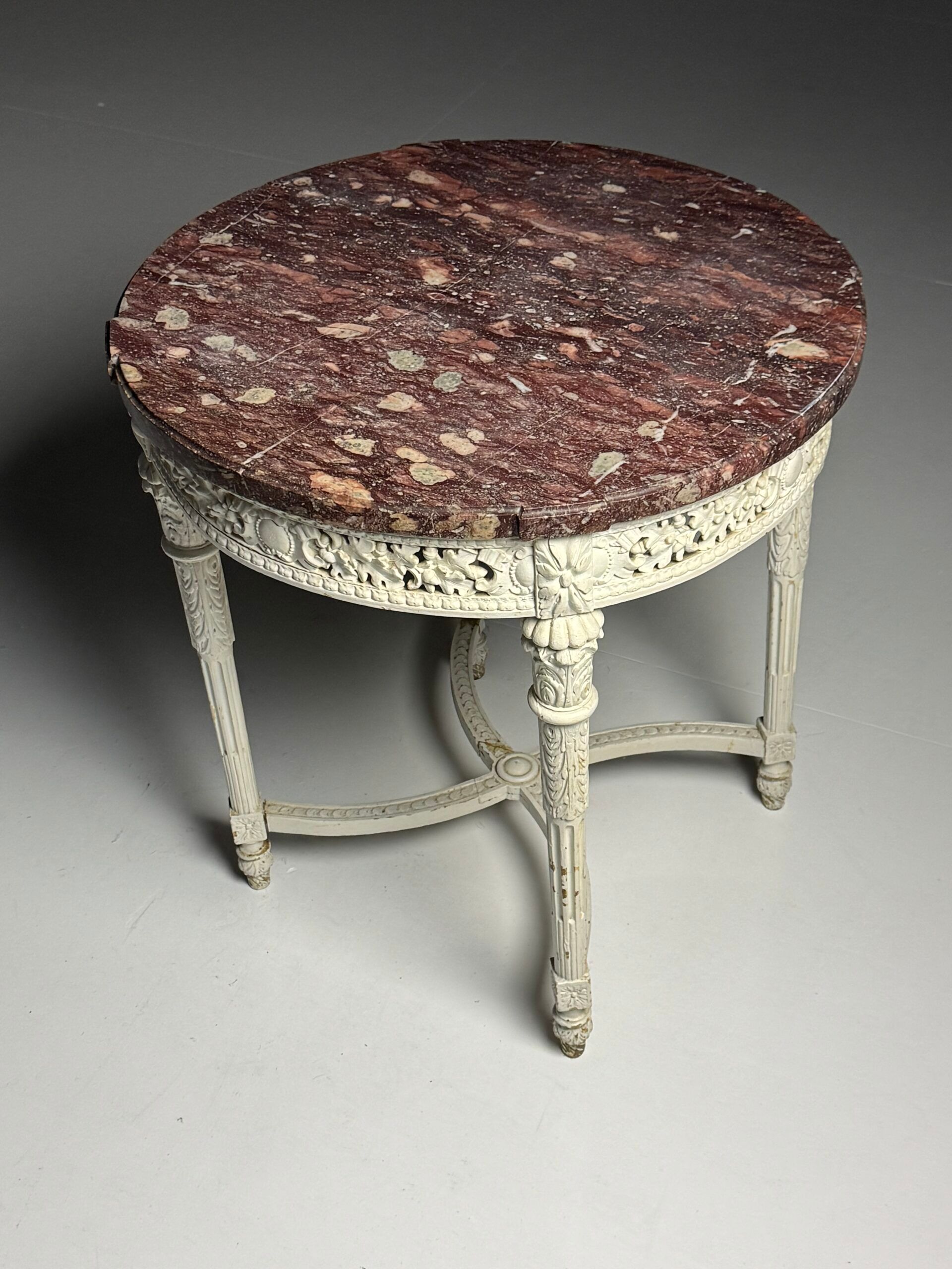 Table de café guéridon en marbre rouge du 19ème siècle