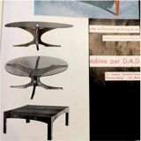 Hugues Poignant coffee table, teak and marble, 1950-60