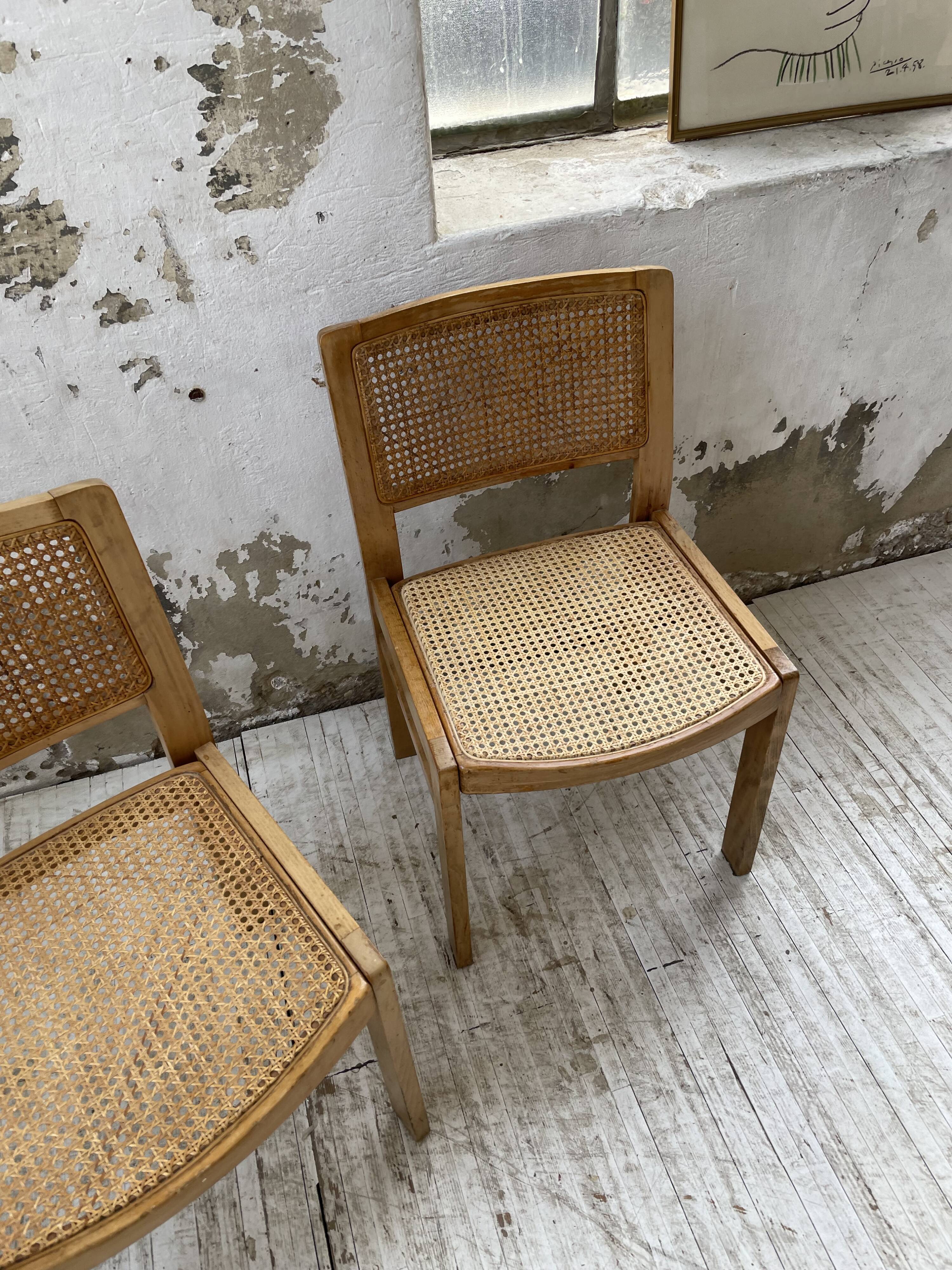 Pair of Baumann chairs beech and cannage