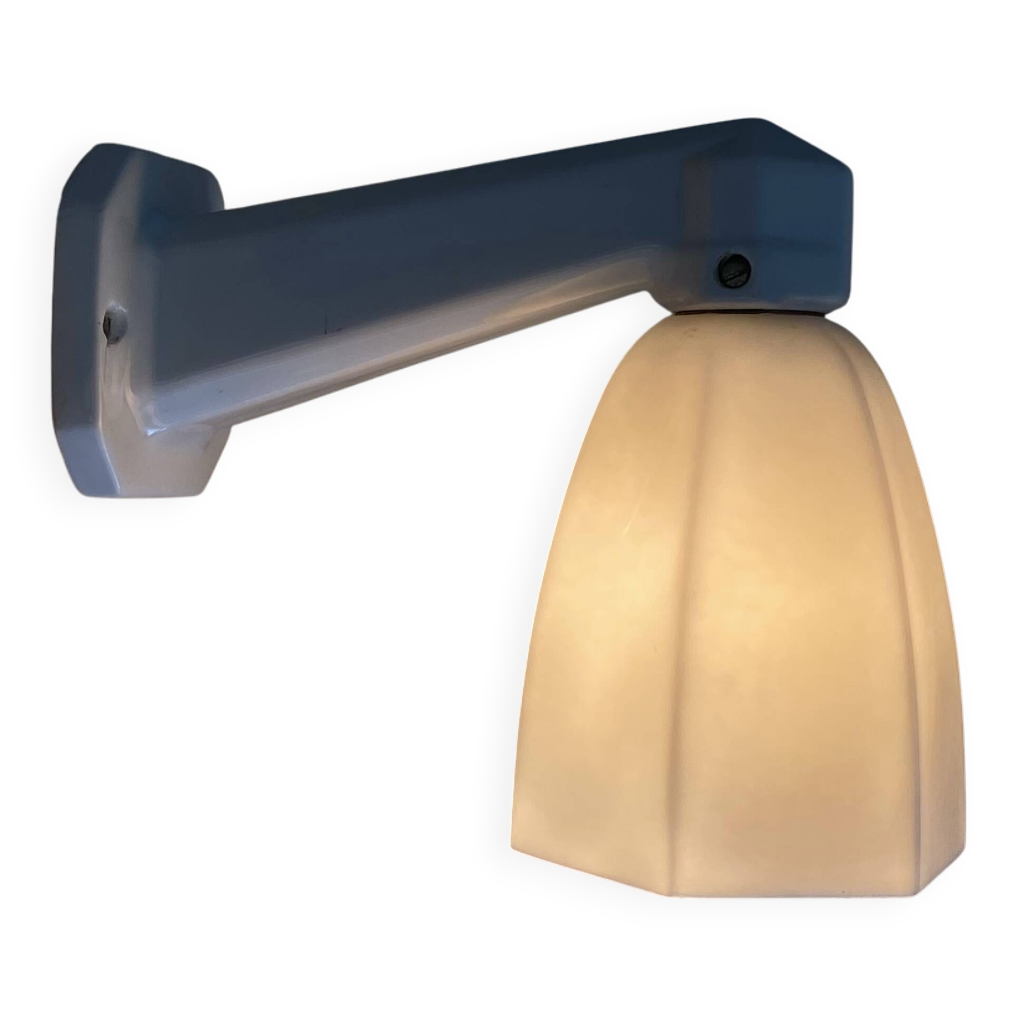 Swan neck wall lamp porcelain ceramic tulip opaline glass