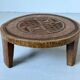 Solid wood monoxyle piece, hand-carved, ethnic bohemian wabi-sabi decor.