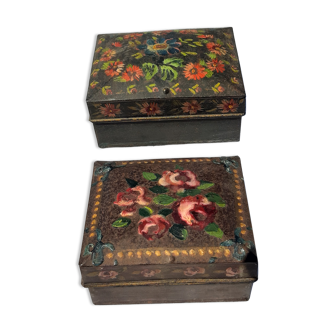 2 metal boxes 1900 painted