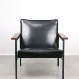 Vintage black bauhaus lounge armchair, 70s