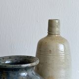 2 stoneware ceramics, vintage glazed stoneware vase