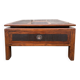 Vintage coffee table in solid wood and rattan - 1970s colonial style