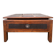 Vintage coffee table in solid wood and rattan - 1970s colonial style