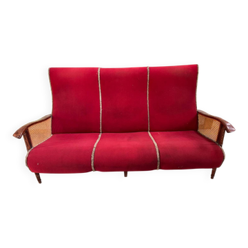 Wooden and velvet bench circa 1900