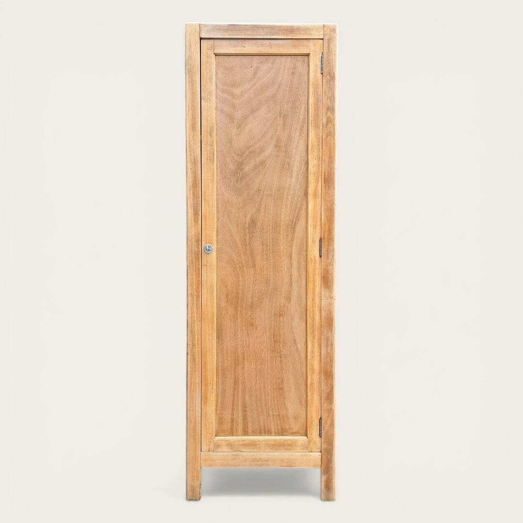 Parisian bonnetière wardrobe in raw wood, 1950.