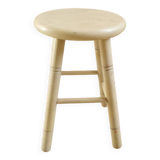 Vintage stool in cream white patinated wood