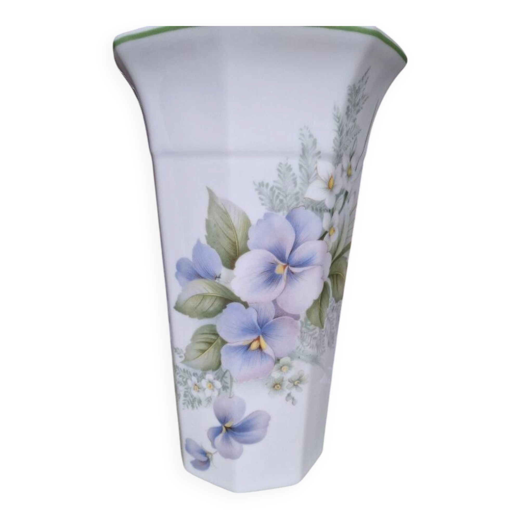 Superbe grand vase octogonal Porcelaine Limoges France