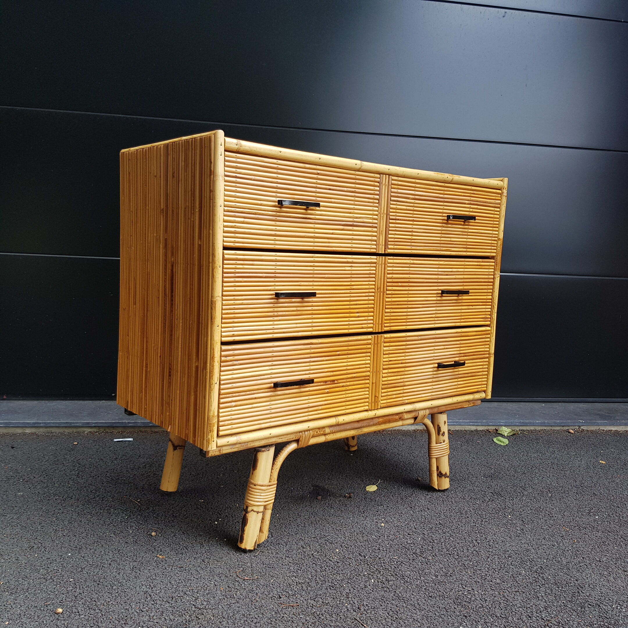 Commode en rotin, années 50