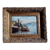 Oil on panel signed ED Géliot - 23 x 33 cm - boat in Brittany