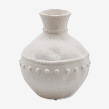 Vase amphore en céramique blanc 21cm