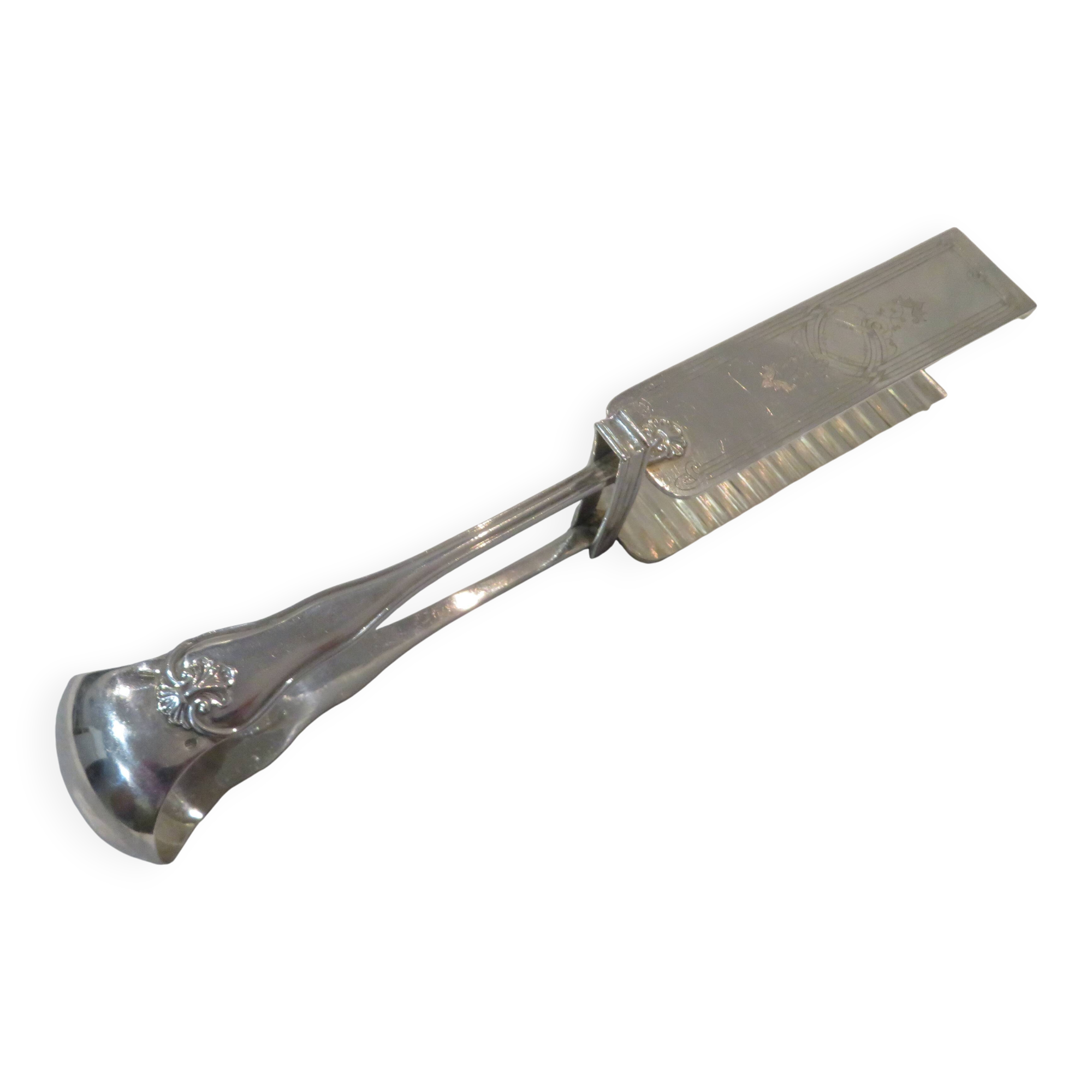 Silver-plated asparagus tongs, goldsmith Trouret Louis XV style, 25.7cm