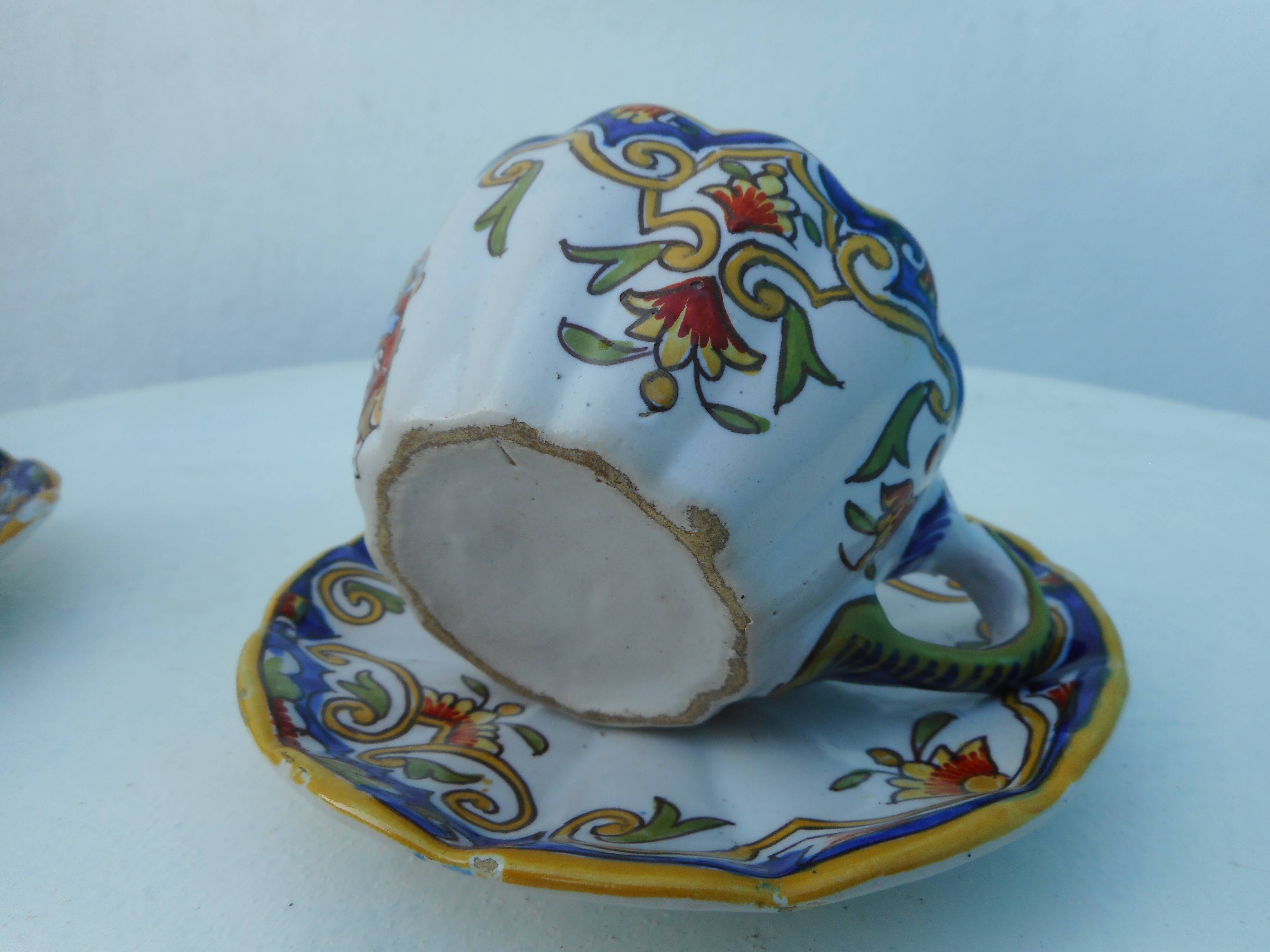 Two cups of earthenware "Rouen"