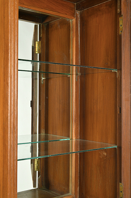 Antique teak showcase with mirror