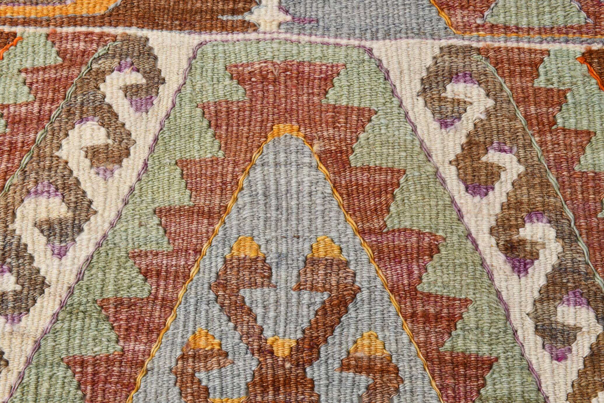 5x8 Green & Orange Tribal Vintage Kilim Rug, 146x255Cm SK 33083