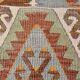 Tapis Kilim tribal vintage vert et orange 5x8, 146x255 cm SK 33083