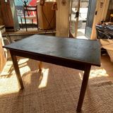 Table de ferme bois & bleu paon