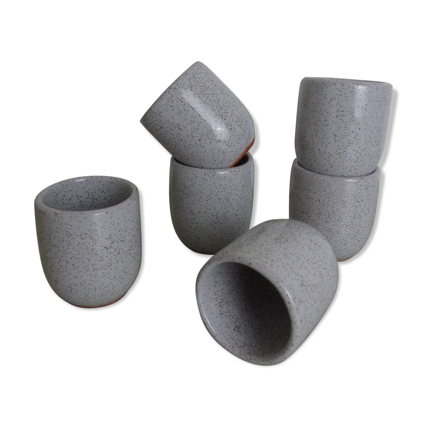 Set de 6 coquetiers petites tasses en grès moucheté