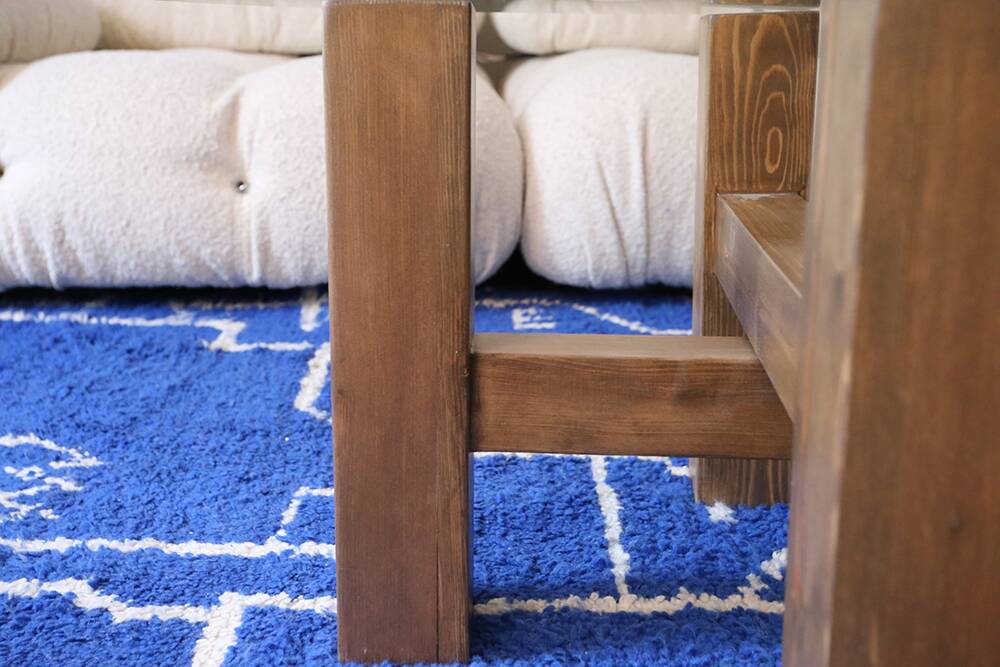 Table basse en bois et plateau verre de 80cm