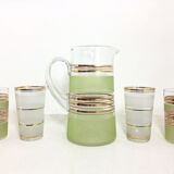 Set 1 pitcher and 4 glasses granites 50s