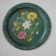 Metal serving tray with hand-painted floral decoration in a country flea market style