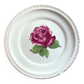 Decorative plate Harker with a red rose in the centre and a 22-carat gold border.