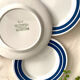Set of 6 dessert plates in blue striped earthenware