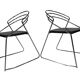4 chaises minimalistes en fil d'acier chromé, années 80