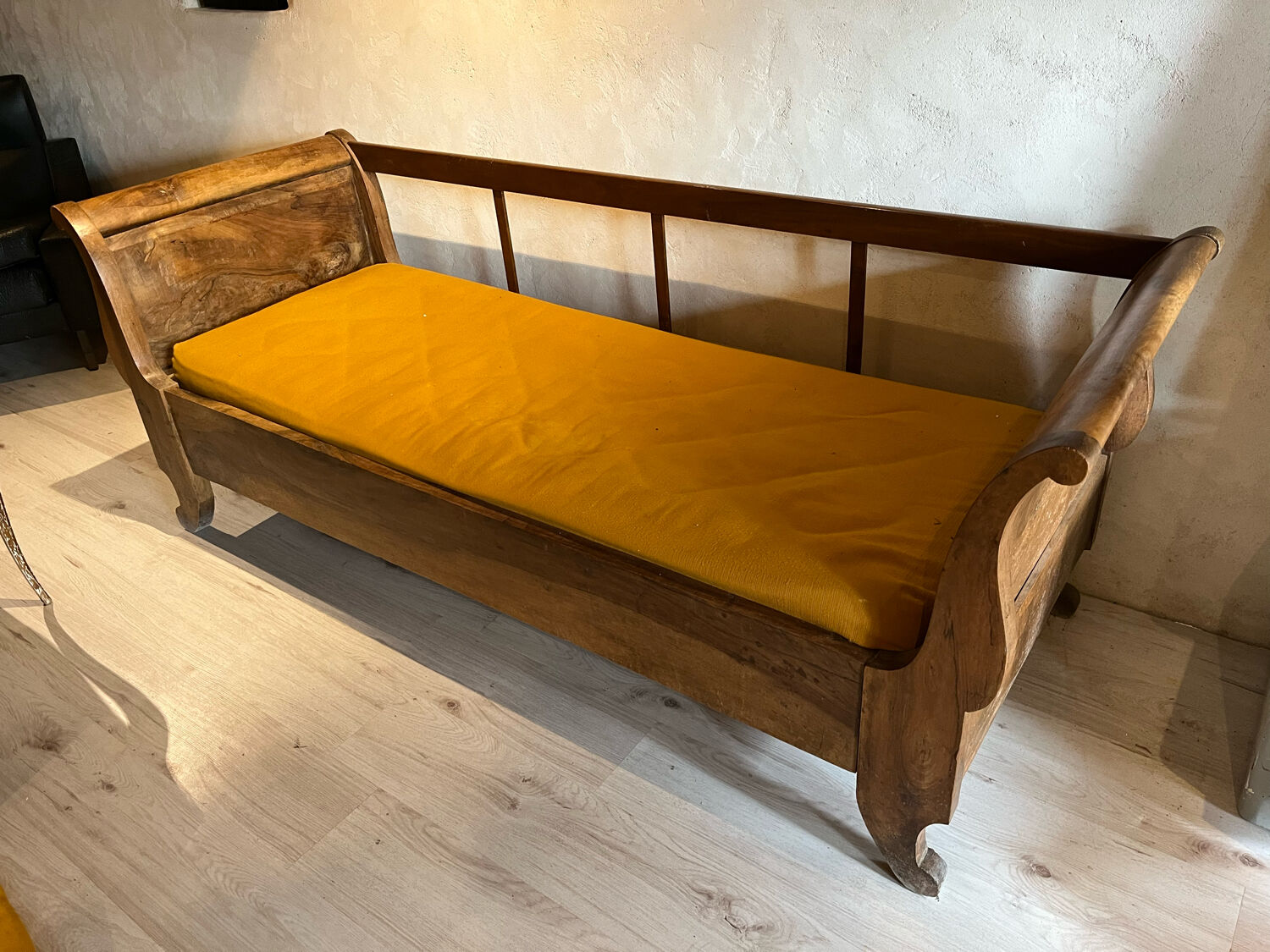 Walnut boat sofa 1950