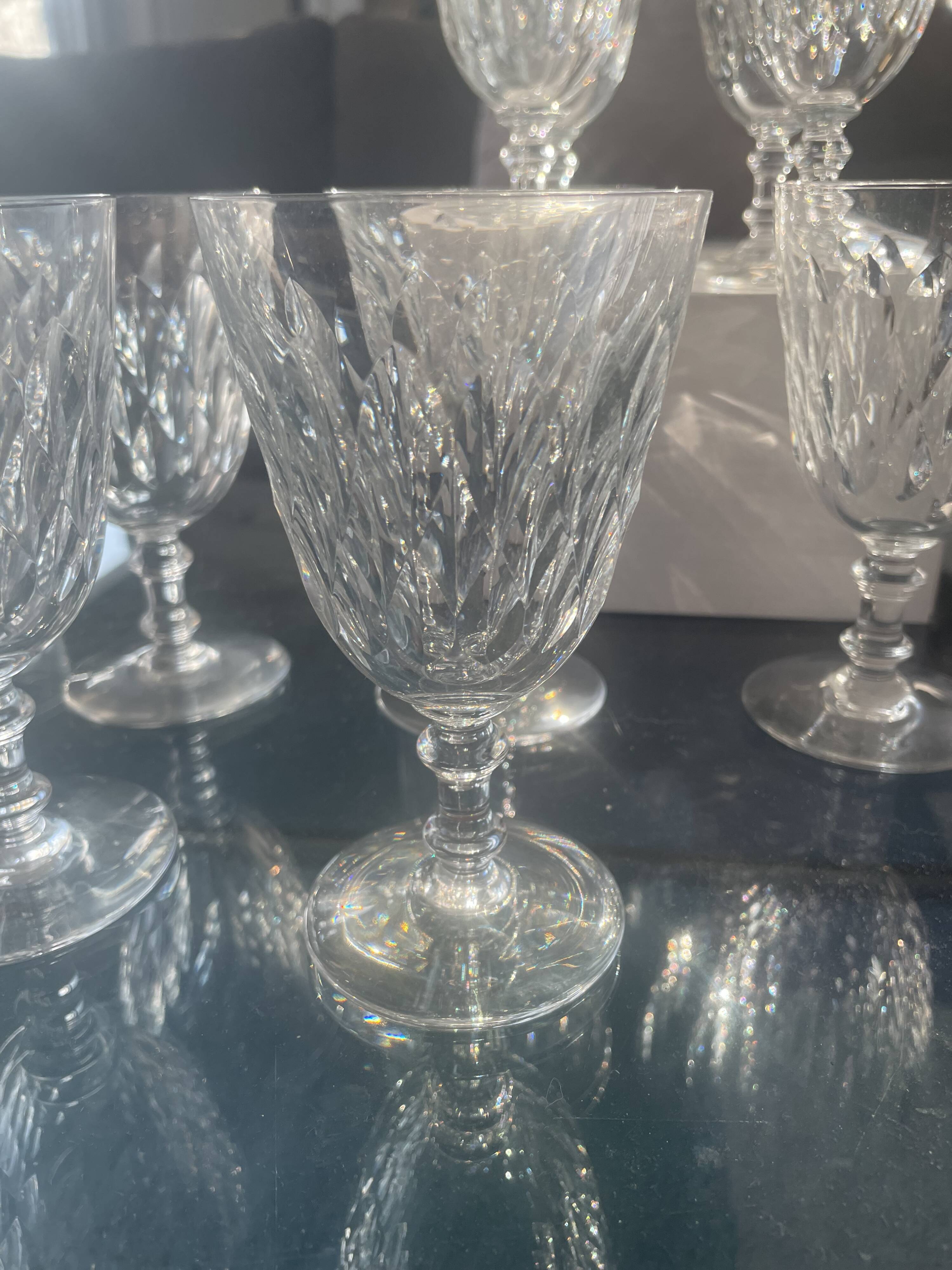 9 Baccarat wine glasses, Armagnac model.