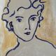 Painting signed Chinese ink and pastel female portrait “study”