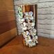 Large tube vase in slipware