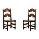 Pair Antique Yorkshire Back Stools / Side Chairs solid Oak, England 18th Ce