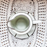 Service à café Limoges style art déco blanc et argent