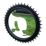 Vintage black metal sun mirror 1960