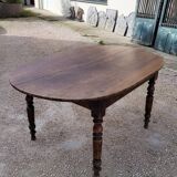 Oval Burgundy Farm Table in solid oak 19th