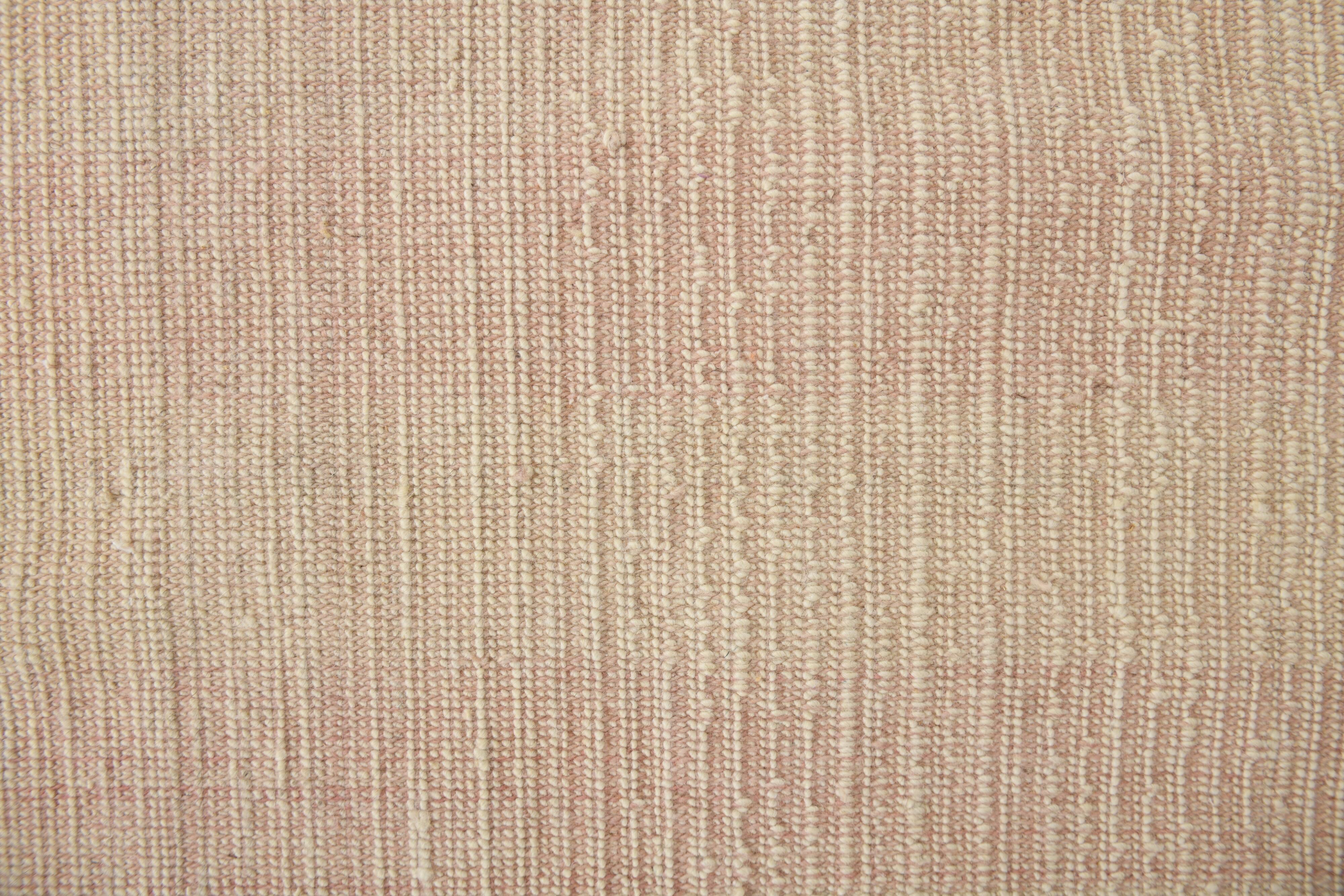 7x10 Light Pink Handmade Wool Jute Kilim Rug, 224x325Cm