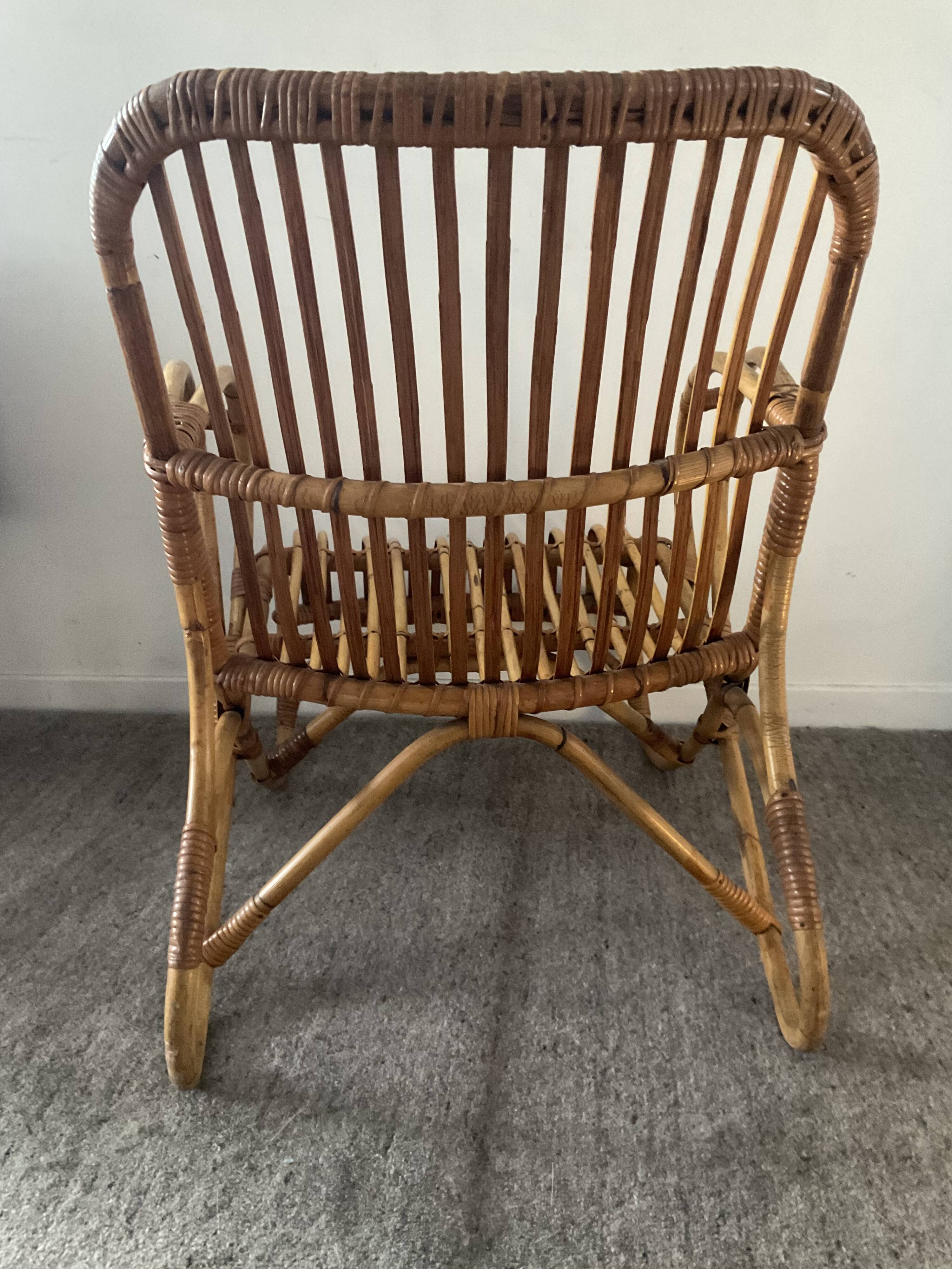 1970s rattan children's armchair