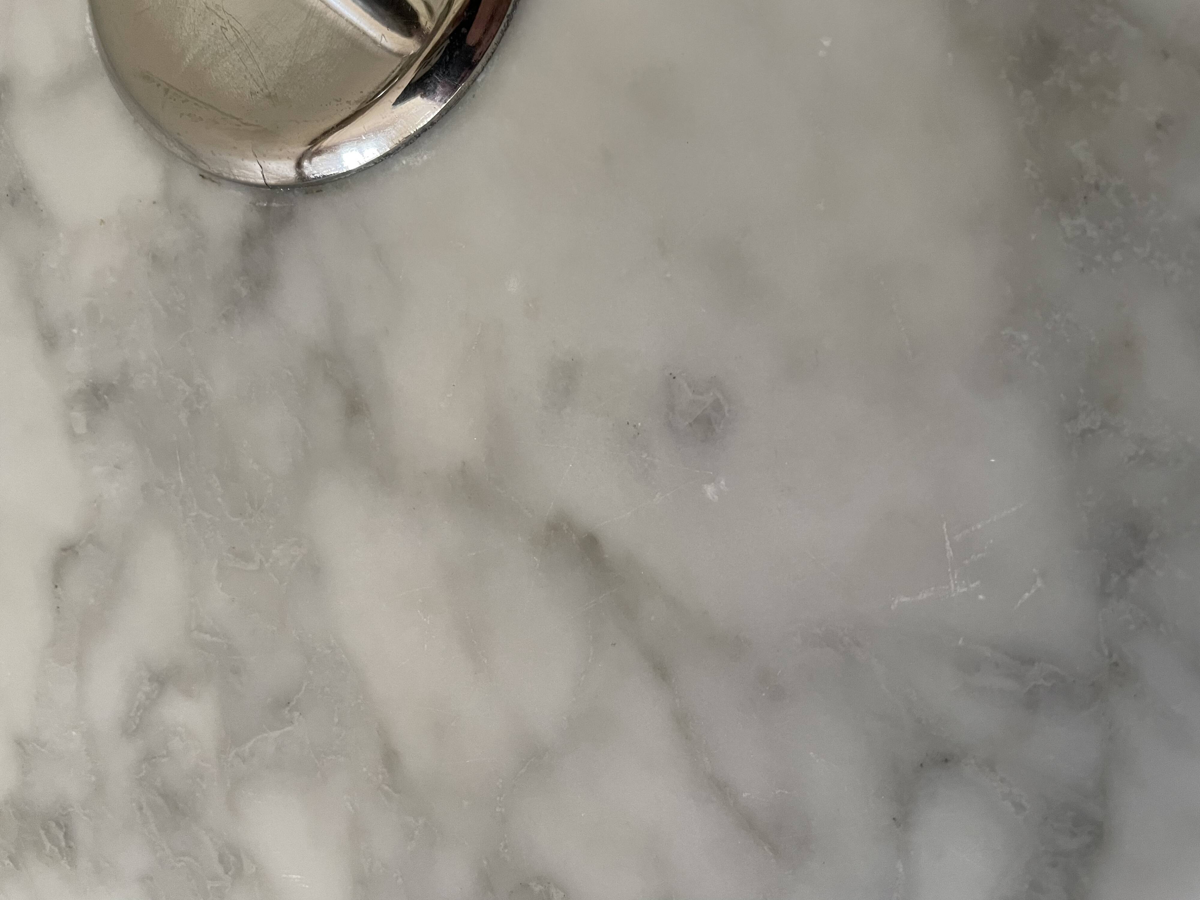 Marble cheese platter and silver metal 1970