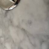 Marble cheese platter and silver metal 1970