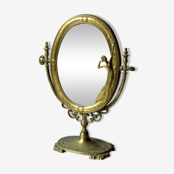 1960s Vanity table brass makeup mirror, vintage