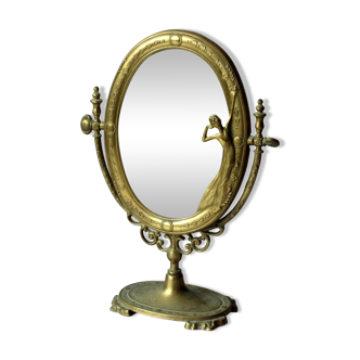 1960s Vanity table brass makeup mirror, vintage