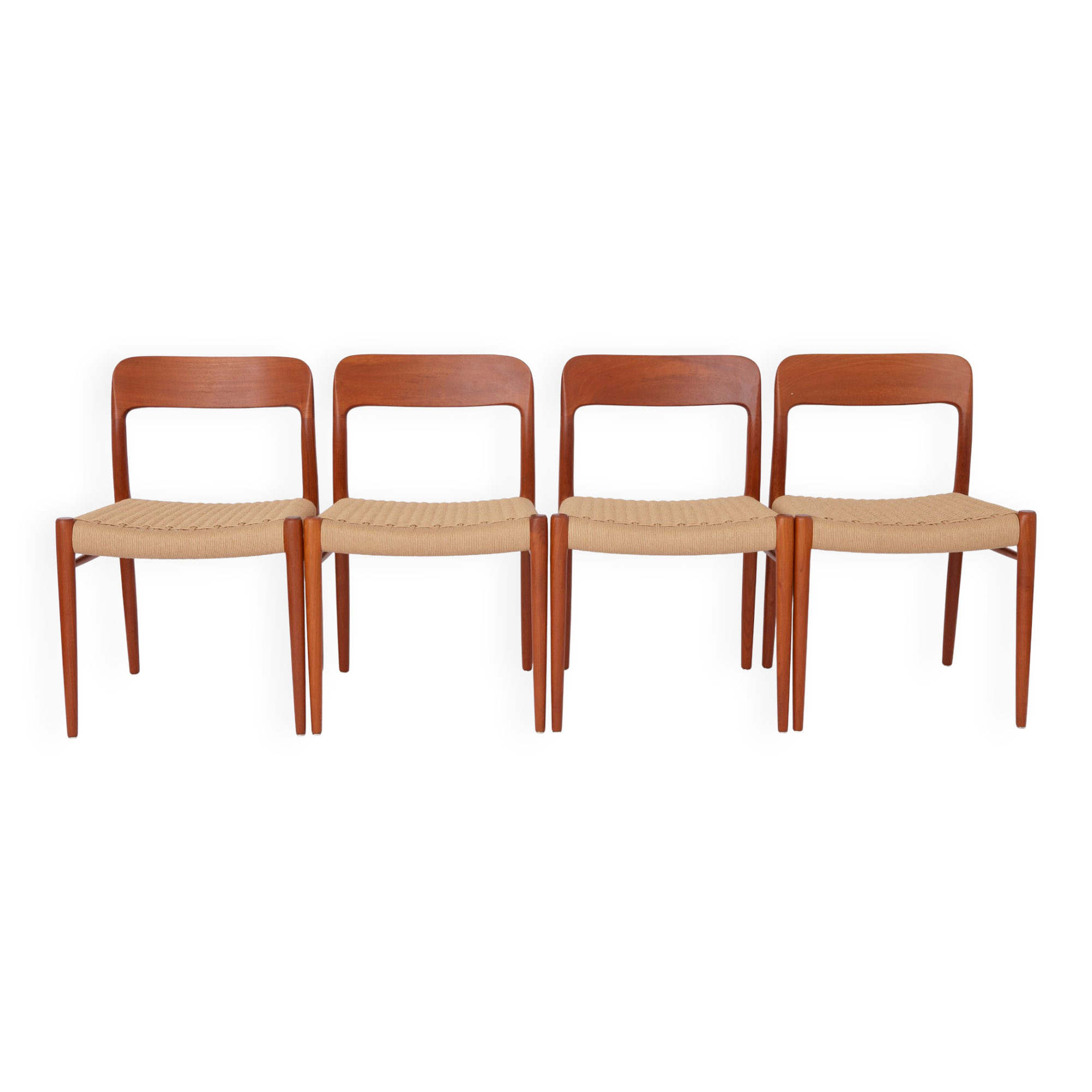 Set of 4 teak chairs by Niels Otto Moller model 75 for JL Moller