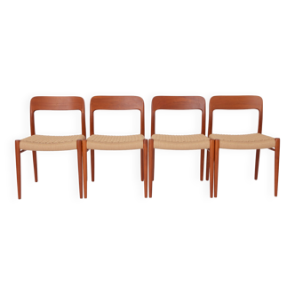 Set of 4 teak chairs by Niels Otto Moller model 75 for JL Moller