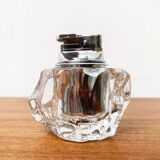 Mid-century Scandinavian heavy frosted glass table and ashtray, 1960s, set of 2.