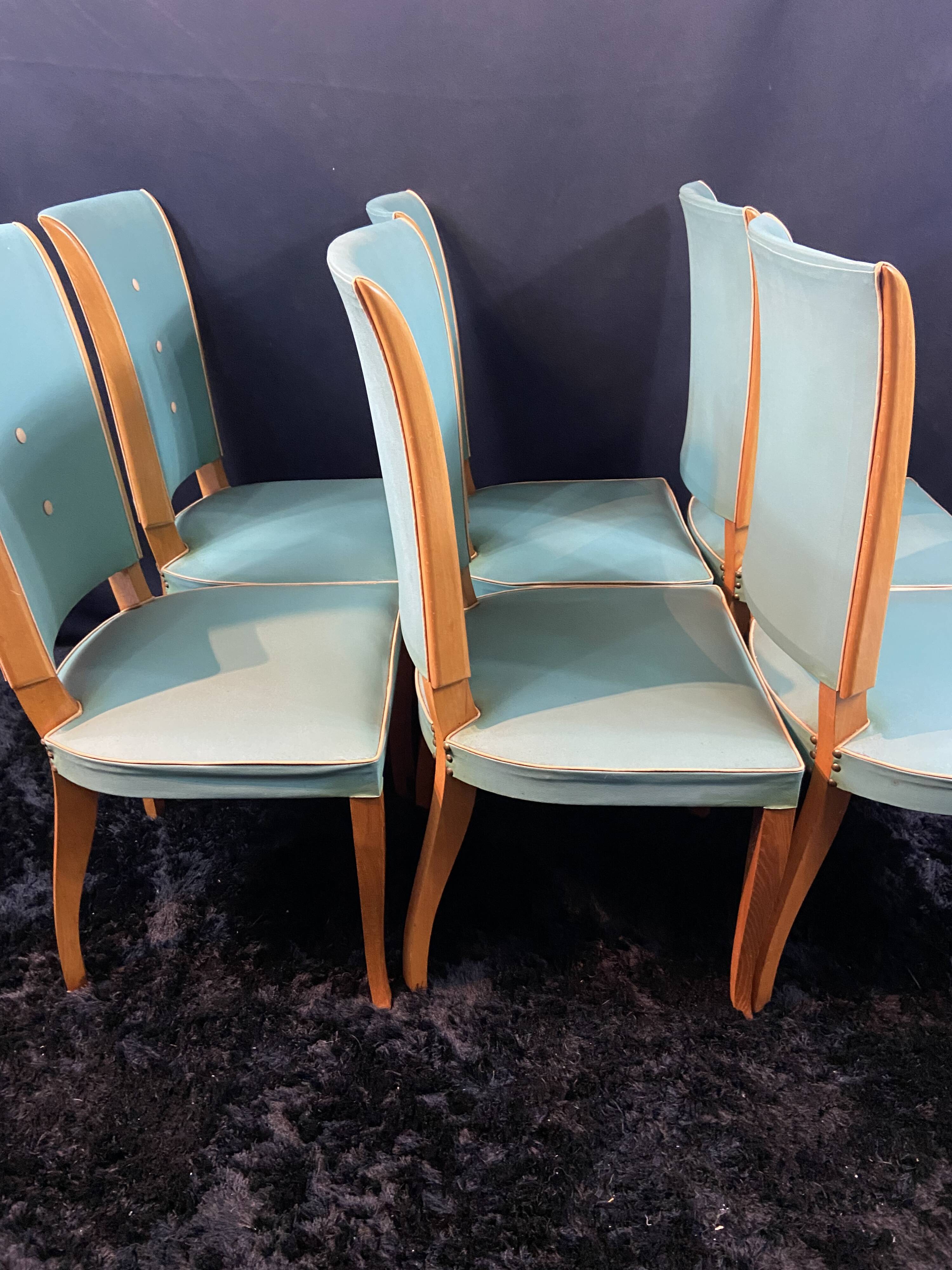 Suite 6 chaises design moderniste 1950